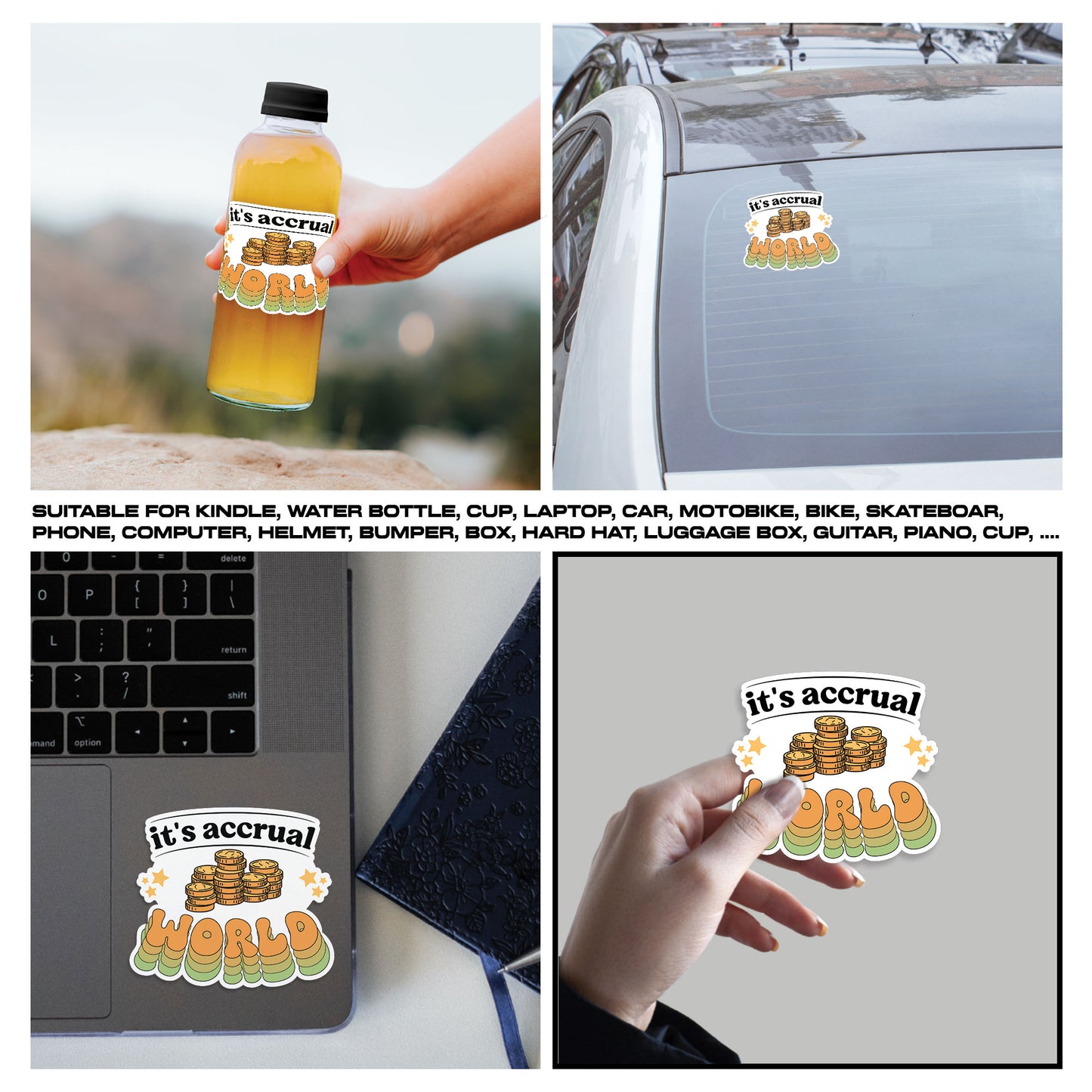 Its Accrual World Sticker, Accountant Stickers, Funny CPA Tax Season Accounting Vinyl Decal, Waterproof, UV Resistant, for Water Bottle, Scrapbook, Laptop, Car