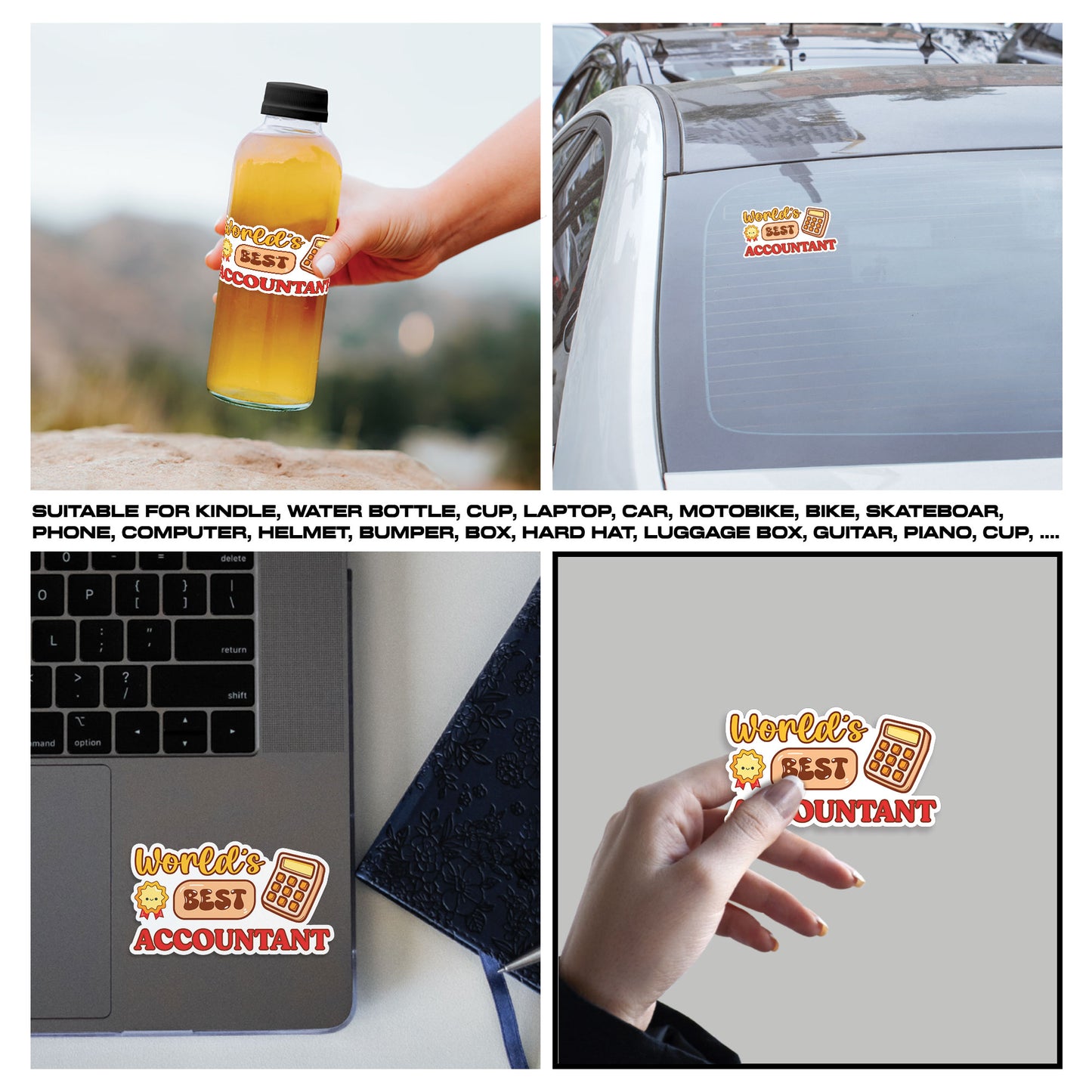 Worlds Bes Accountant Sticker, Accountant Stickers, Funny CPA Tax Season Accounting Vinyl Decal, Waterproof, UV Resistant, for Water Bottle, Scrapbook, Laptop, Car
