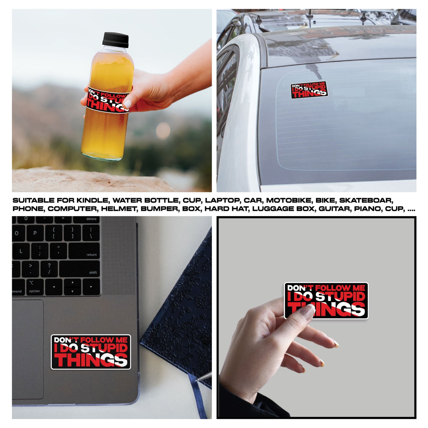 Diving Dont Follow Me I Do Stupid Things Sticker, Scuba Gear Stickers, Ocean Diving Vinyl Decals, Adventure Sport, Waterproof, UV Resistant, for Laptop, Water Bottle, Journal, Notebook