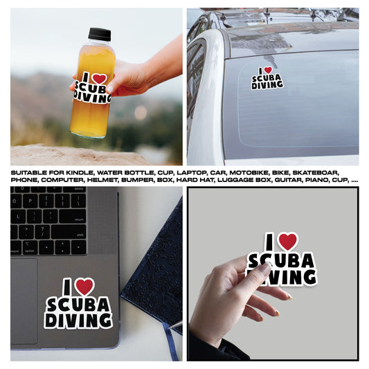 Diving I Scuba Gear Sticker, Scuba Gear Stickers, Ocean Diving Vinyl Decals, Adventure Sport, Waterproof, UV Resistant, for Laptop, Water Bottle, Journal, Notebook