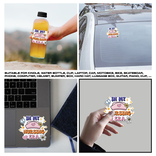 In My Nursing Era Sticker, Nurse Stickers, Nursing Medical Funny Doctor Heathcare Vinyl Decals, Waterproof, UV Resistant, Suitable for Tumbler, Laptop, Car