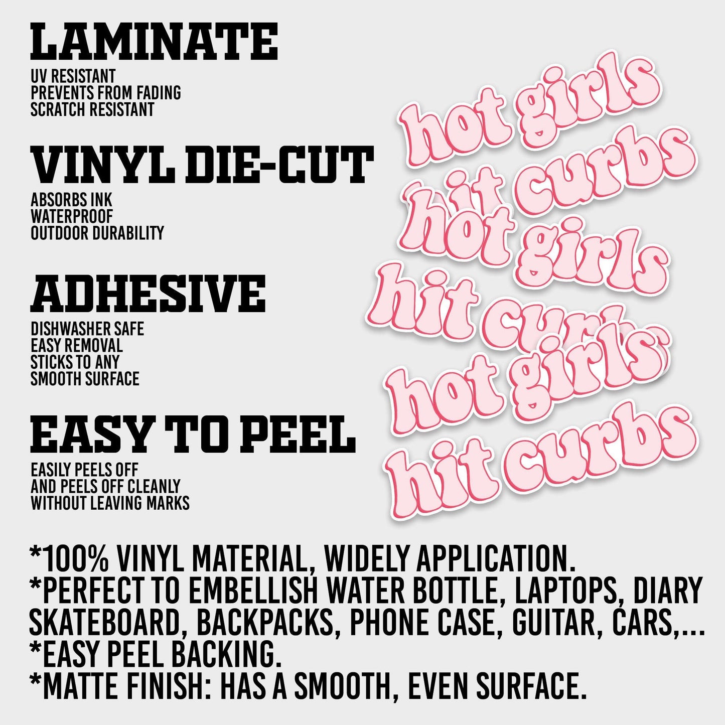 Hot Girls Hit Curbs Sticker, Funny Bumper Sticker: Weatherproof Vinyl Decal for Car Van Truck Bumper Sticker