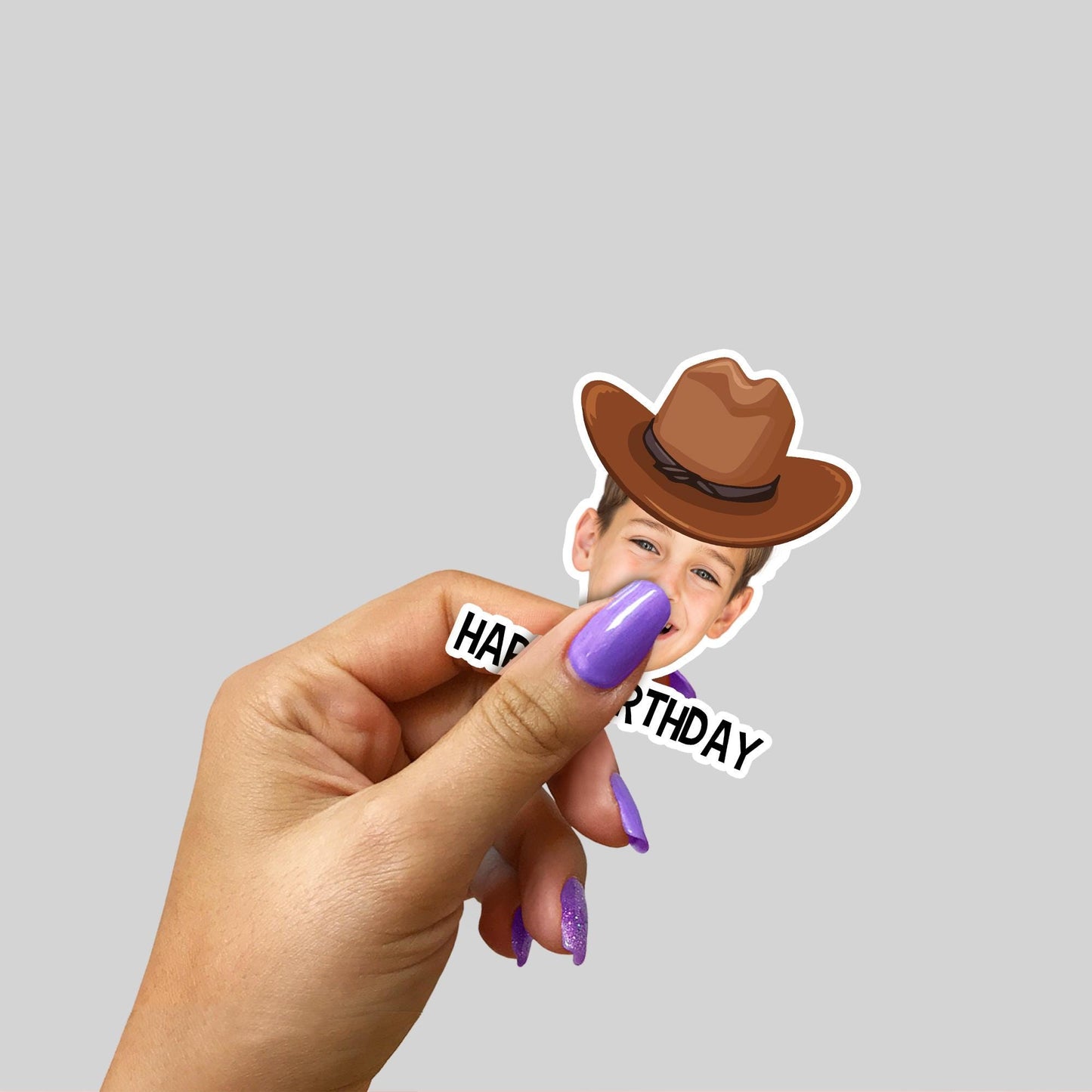 Personalized Cowboy Photo Stickers: Custom Party Favors