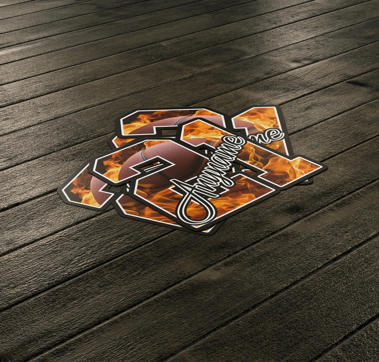 Custom Basketball Name & Number Sticker: Waterproof Vinyl Decal