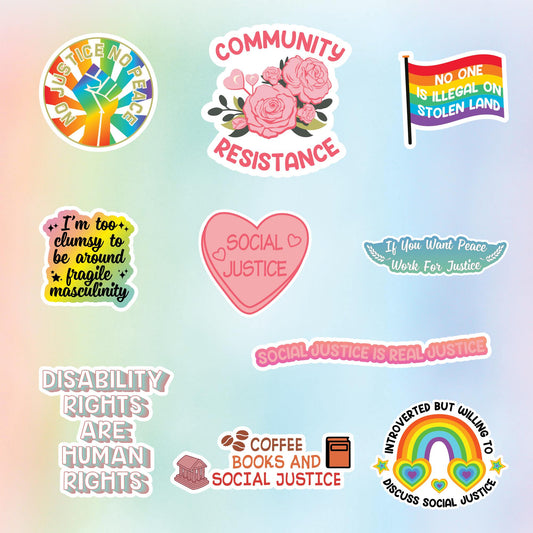 Social Justice Sticker Sheet: Human & Equal Rights, Feminist Decals