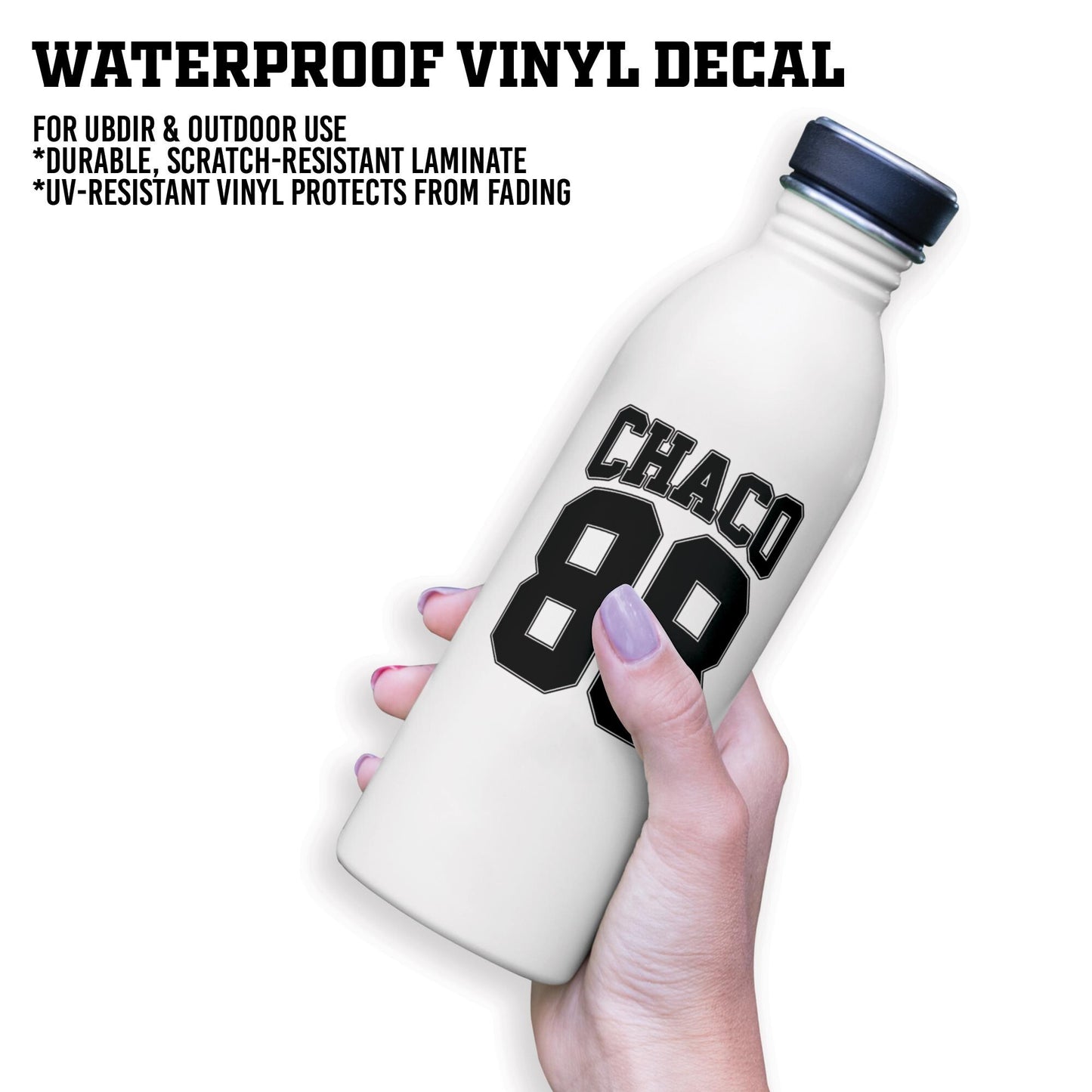 Custom Name & Number Vinyl Sticker: Personalized Water Bottle Decal, Custom Number Sticker for Laptop, Helmet, Kindle
