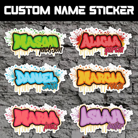 Custom Name Sticker: Personalized Die-Cut Vinyl Graffiti Decal Sticker for Water Bottle, Laptop, Cup, Toolboxes, Daycare Labels