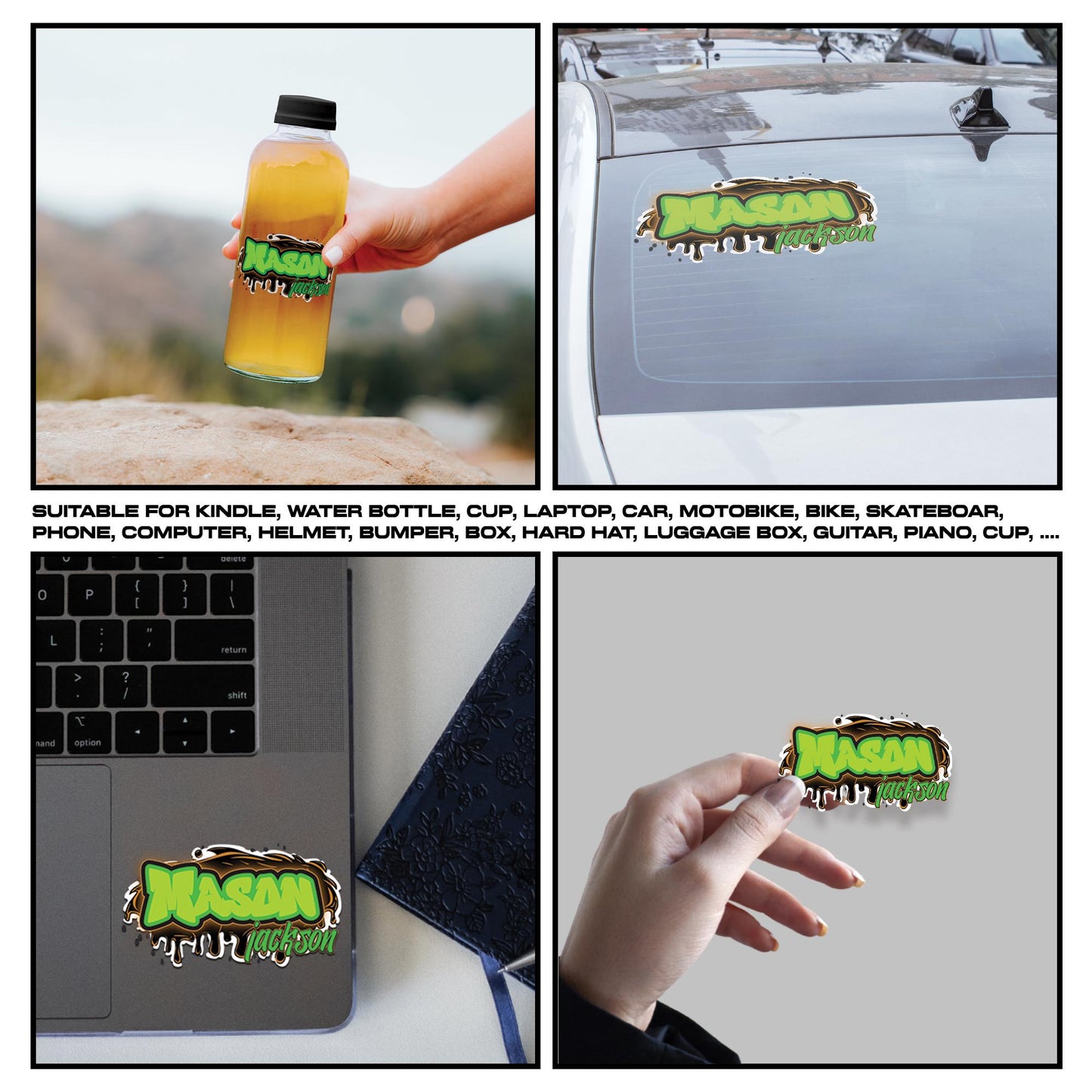 Custom Name Sticker: Personalized Die-Cut Vinyl Graffiti Decal Sticker for Water Bottle, Laptop, Cup, Toolboxes, Daycare Labels
