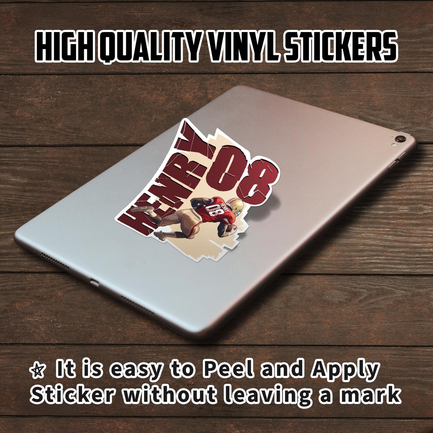Custom Football Sticker, Personalized Name & Number Decal for Water Bottles, Sports Team Gifts, Waterproof Vinyl Stickers for Players, Fans