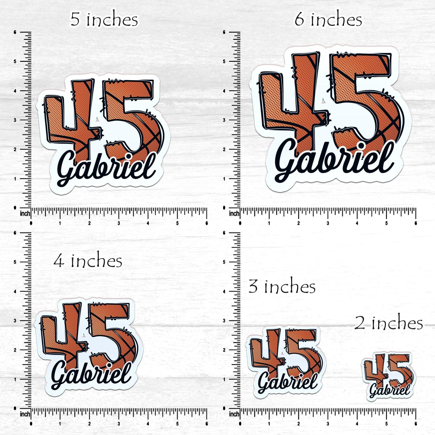 Personalized Basketball Name & Number Sticker: Water Bottle, Laptop Decal
