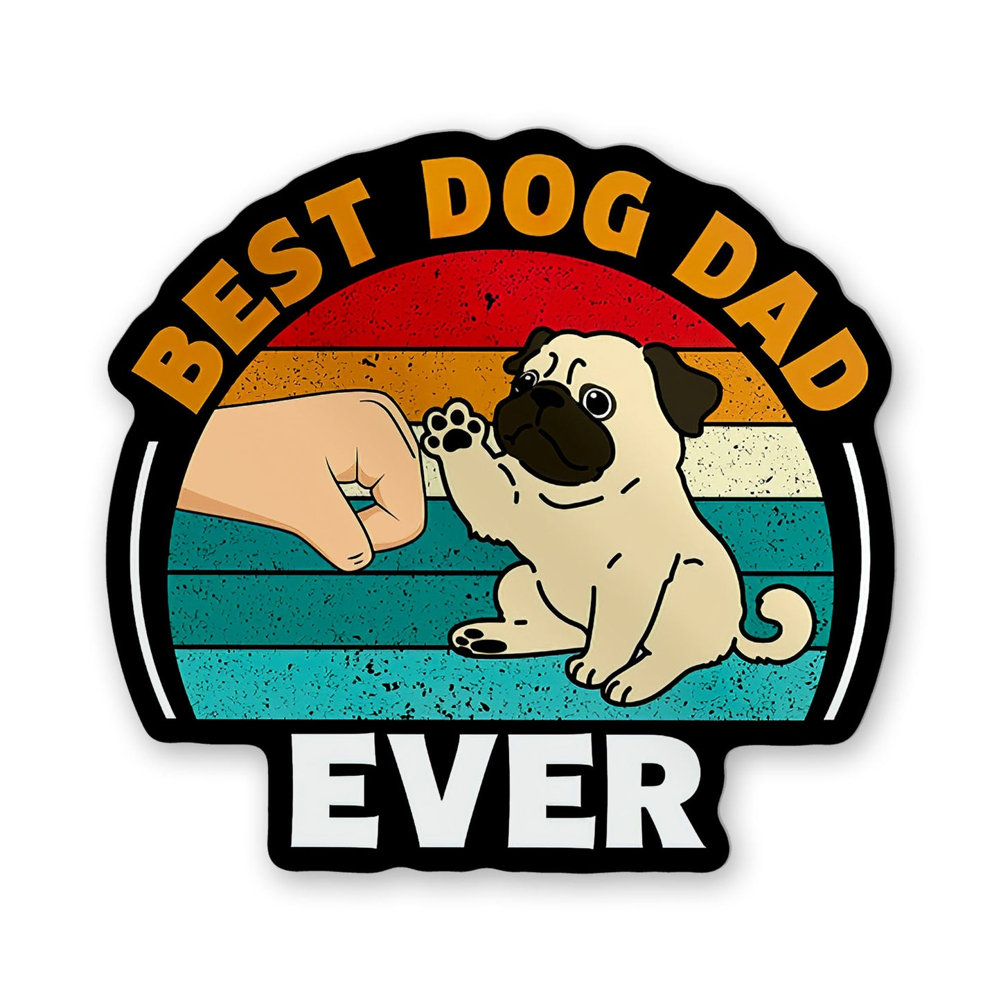 Best Dog Dad Ever, Waterproof Kiss Cut Vinyl Sticker, Stickers for Water Bottles,Skateboards and Notebooks, Laptop Stickers