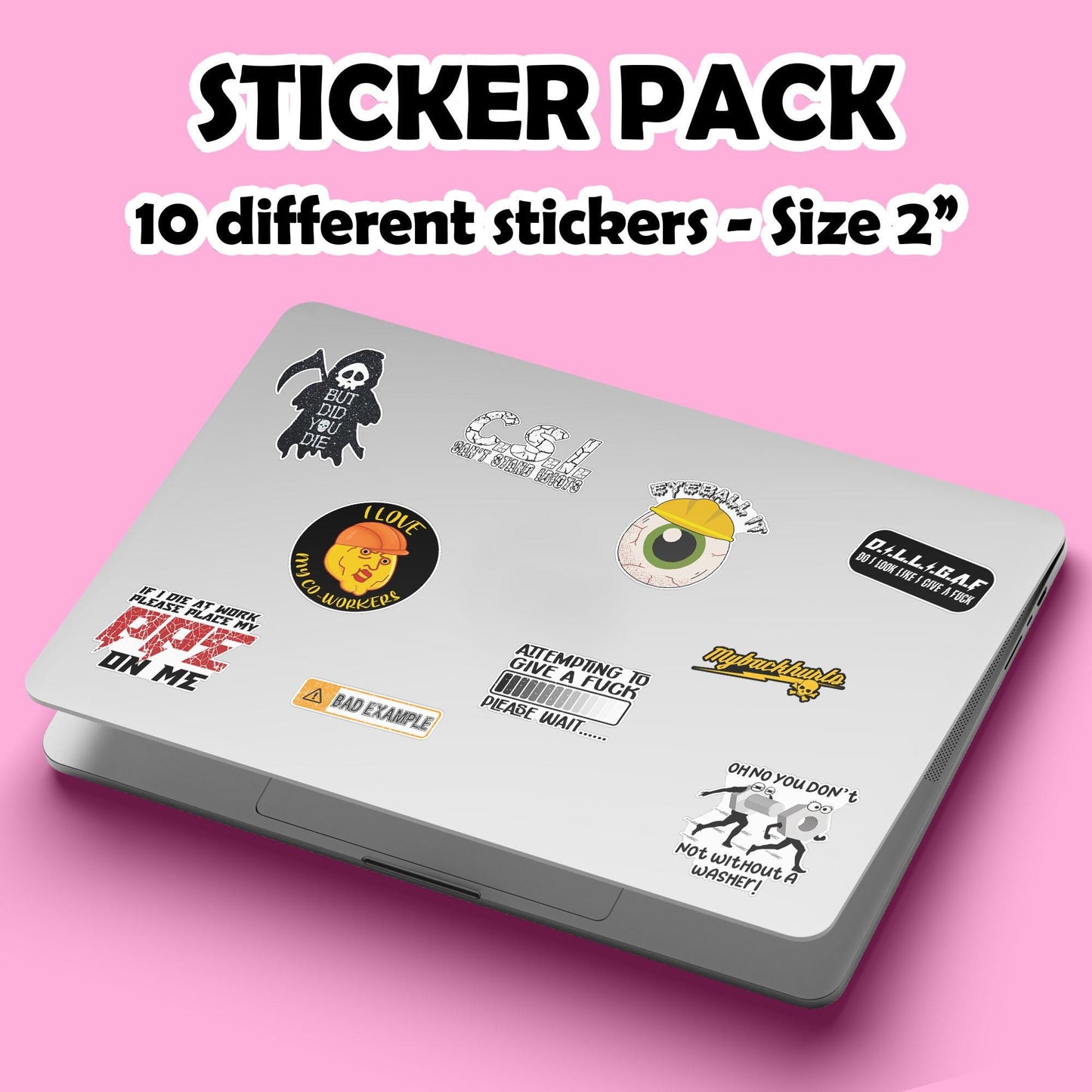 Funny Blue Collar Sticker Set: Hard Hat & Tool Box Decals - 10 PC