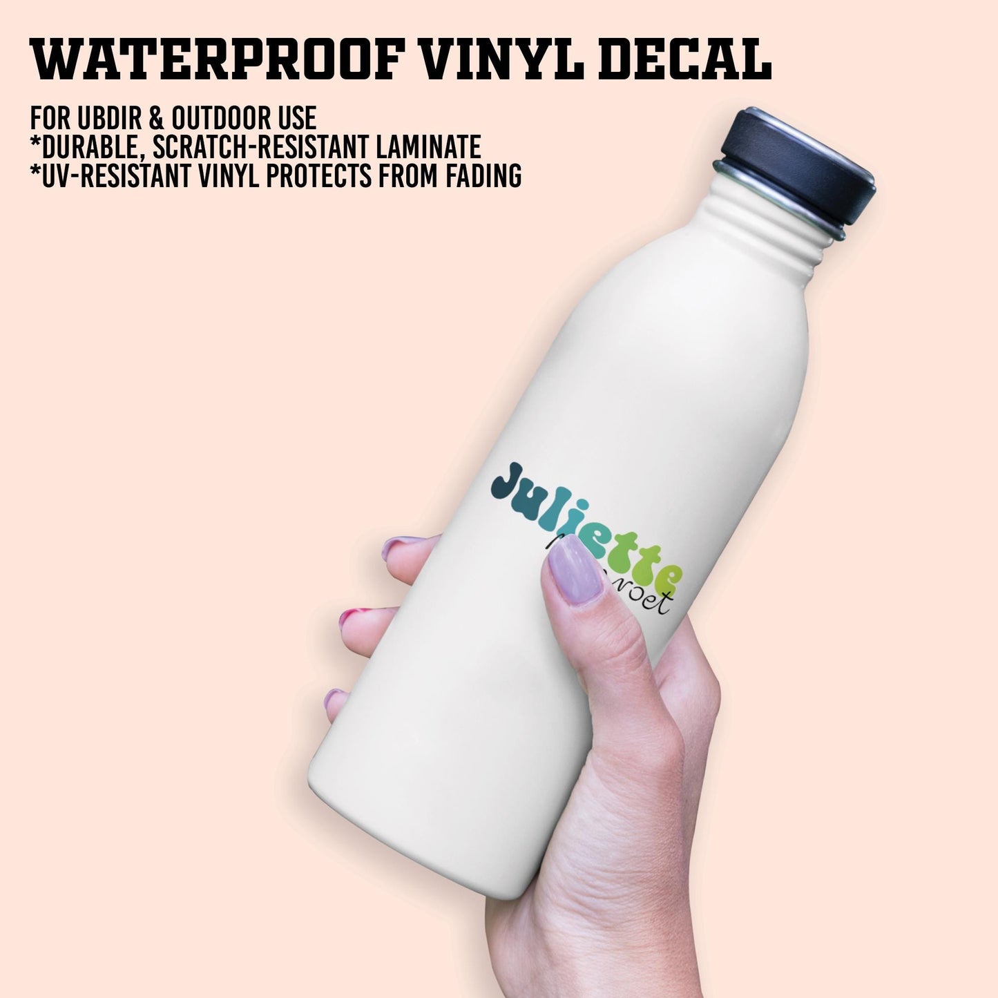Custom Full Name Sticker, Personalized Waterproof Vinyl Sticker Name for Water Bottles, Laptops, Pack-bags and more for girls, ladies