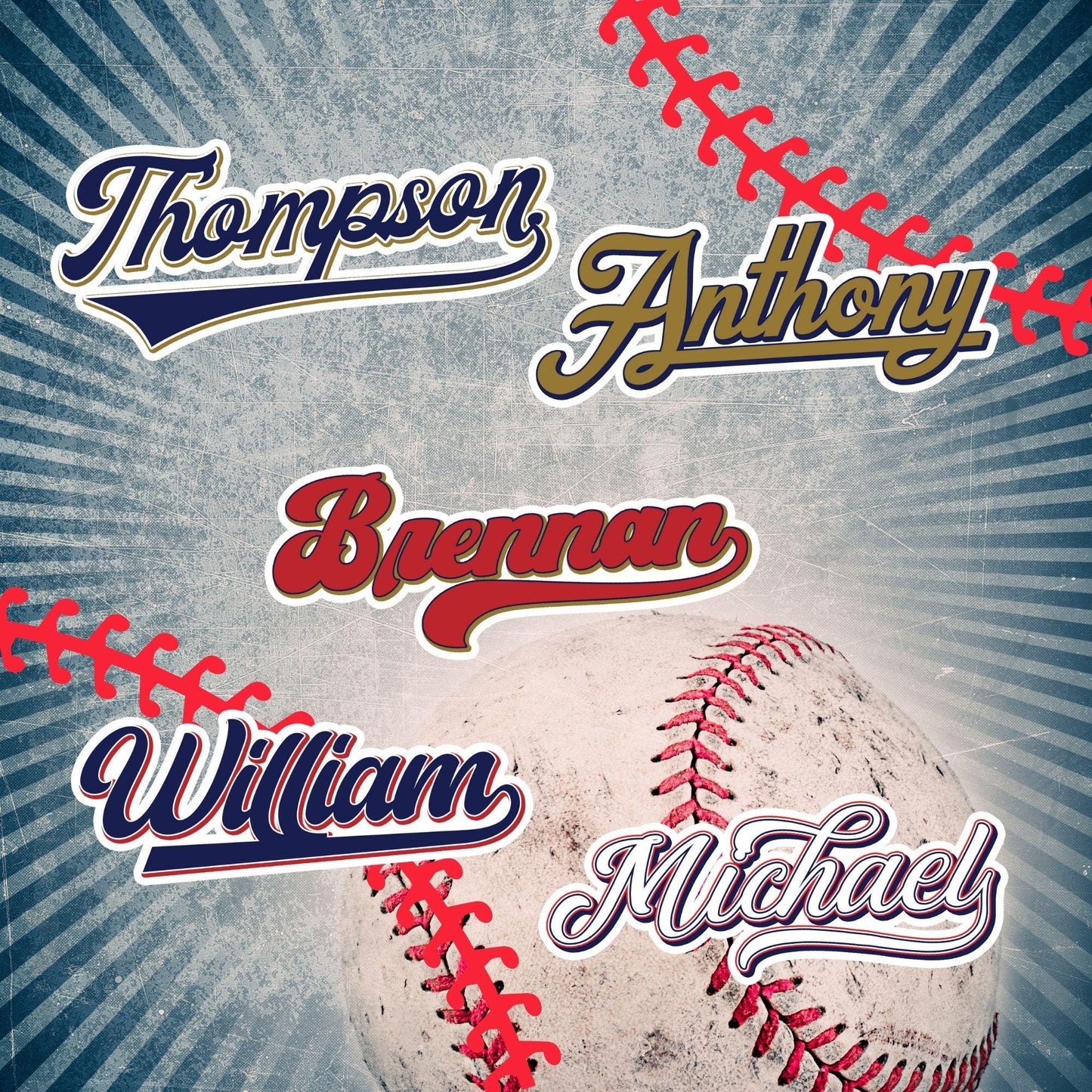 Personalized Baseball Name Sticker: Custom Vinyl Decal Stickers for Laptop, Water Bottle