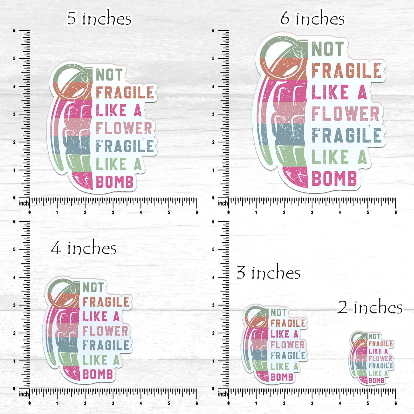 Not Fragile Like A Flower Sticker: Feminist Vinyl Decal