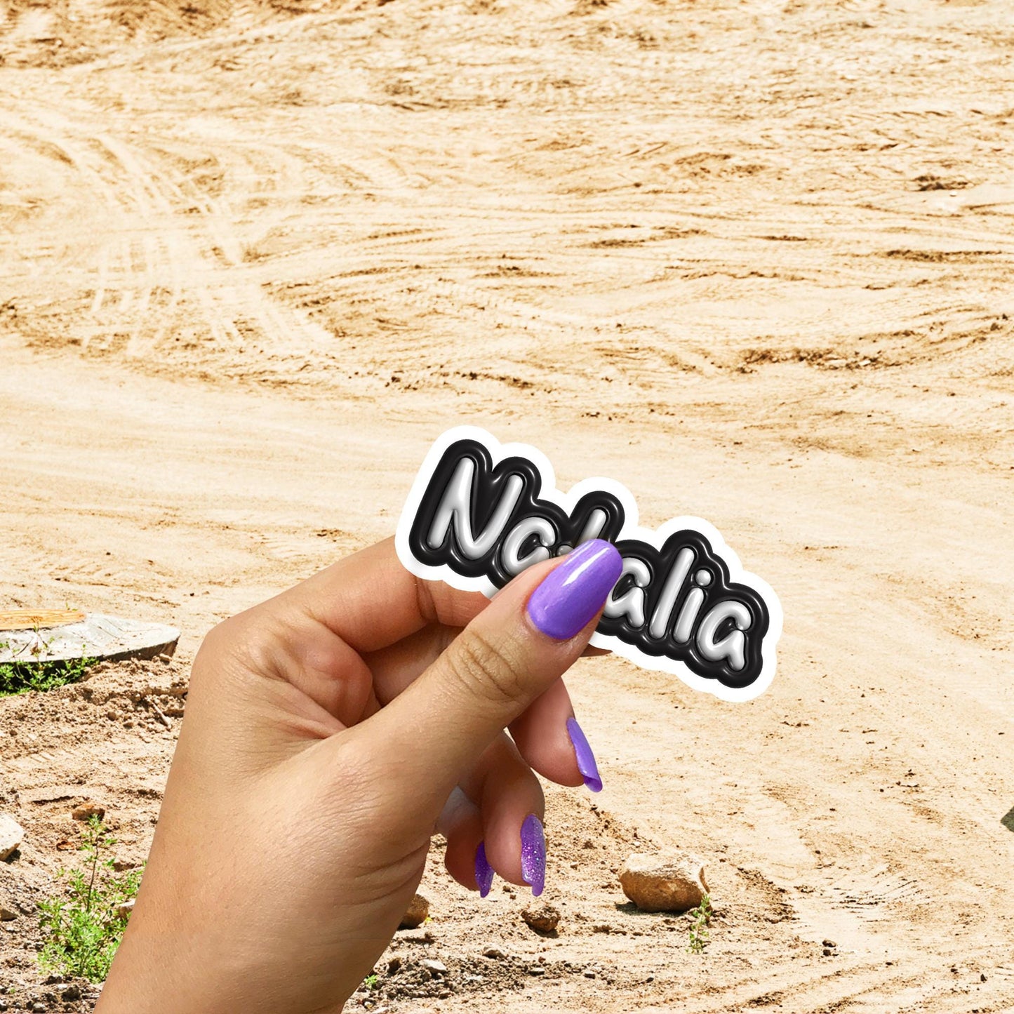 Personalized Waterproof Name Sticker: 3D Style, Hand Lettered Vinyl Decal