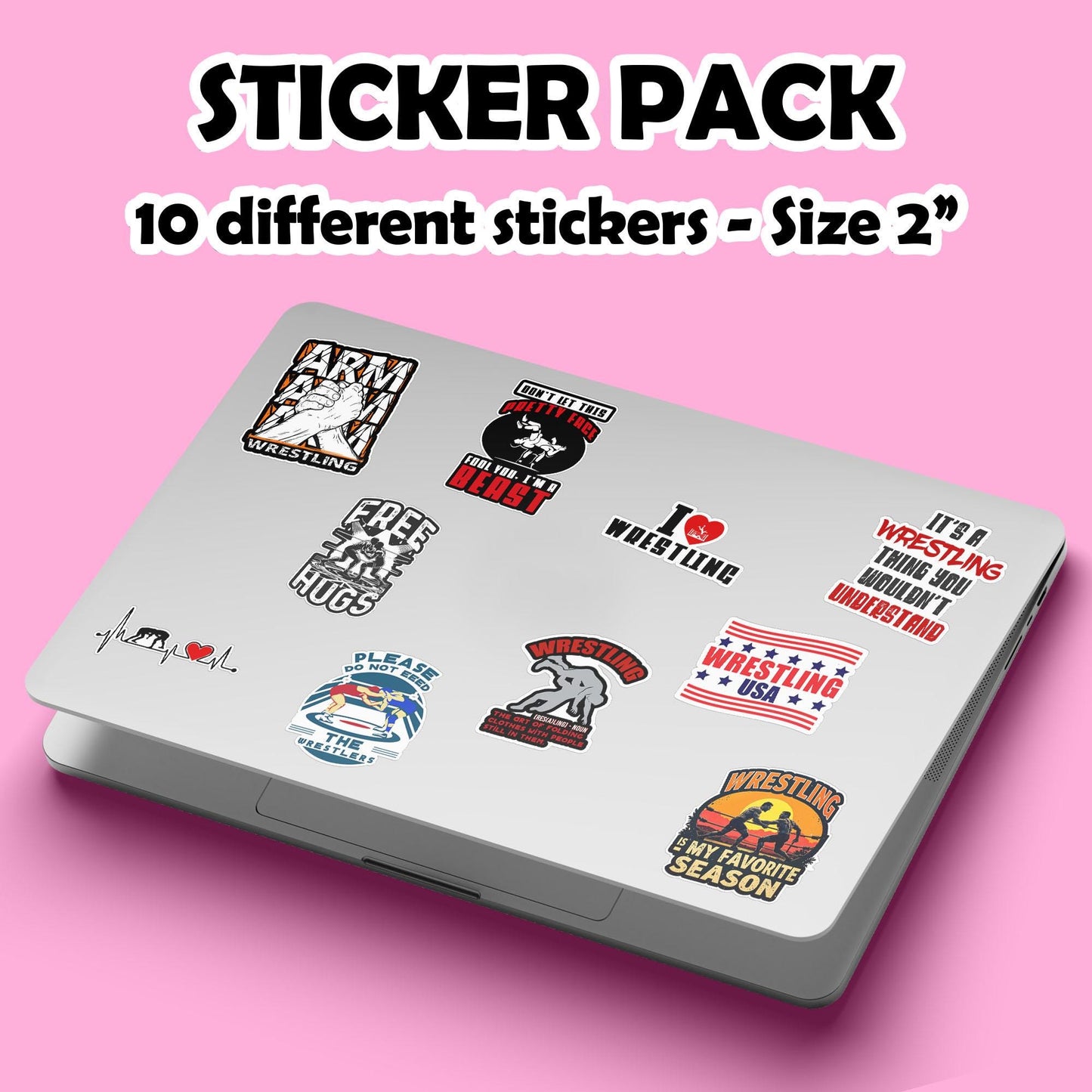Wrestling Stickers: MMA Legends, Skills Decals - 10 Pcs