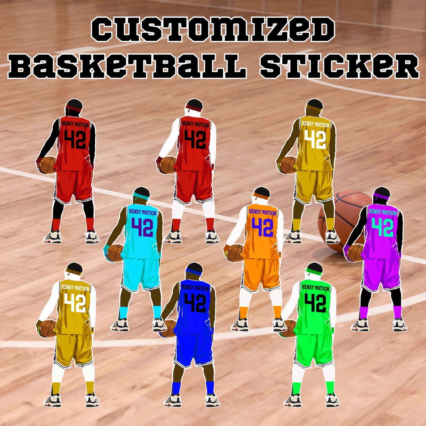 Personalized Basketball Player Sticker: Custom Name & Number Decal