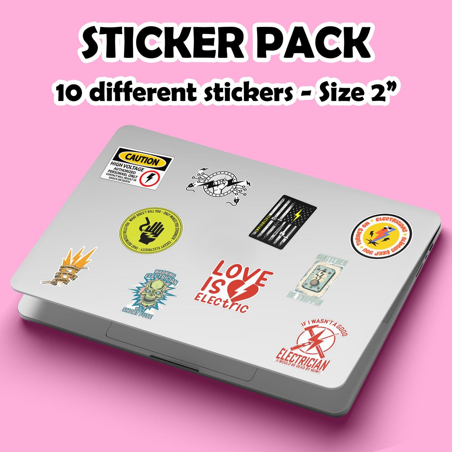 Electrician Stickers: Electricity Explained, Warning Decals (10-Piece Sheet) Made in USA