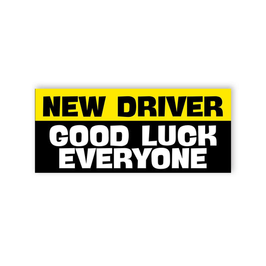 Funny New Driver Car Decal: Weatherproof Vinyl Bumper Sticker