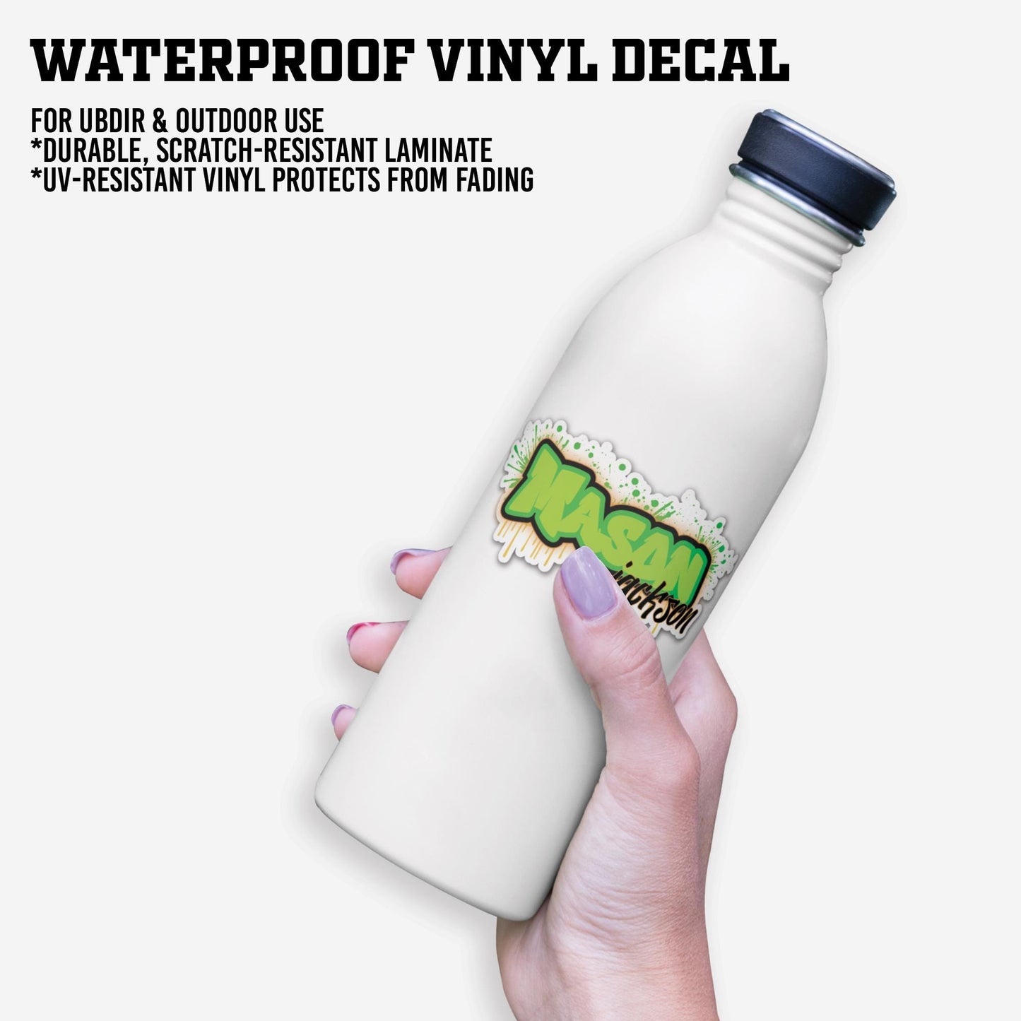 Custom Name Sticker: Personalized Die-Cut Vinyl Graffiti Decal Sticker for Water Bottle, Laptop, Cup, Toolboxes, Daycare Labels