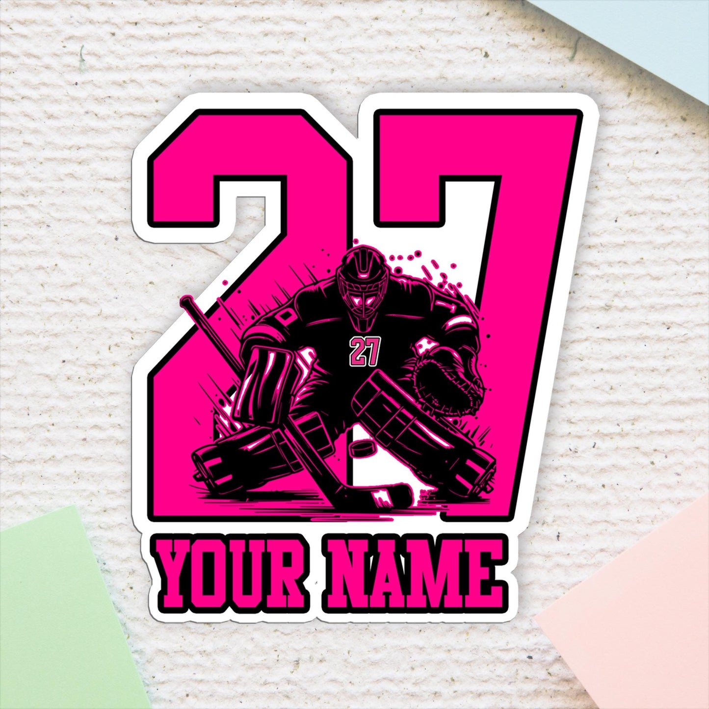 Custom Hockey Player Sticker: Personalized Name & Number, Waterproof Vinyl
