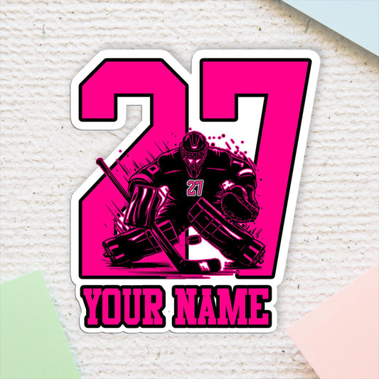 Custom Hockey Player Sticker: Personalized Name & Number, Waterproof Vinyl