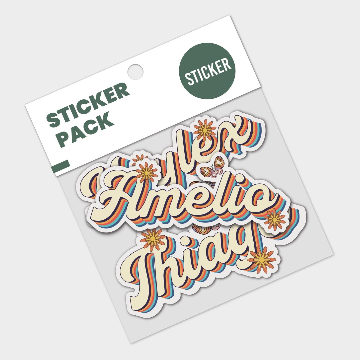 Custom Retro Name Sticker: Custom Groovy Daisy Decal, Waterproof Vinyl Decal for Water Bottles, Laptop, Daycare labels