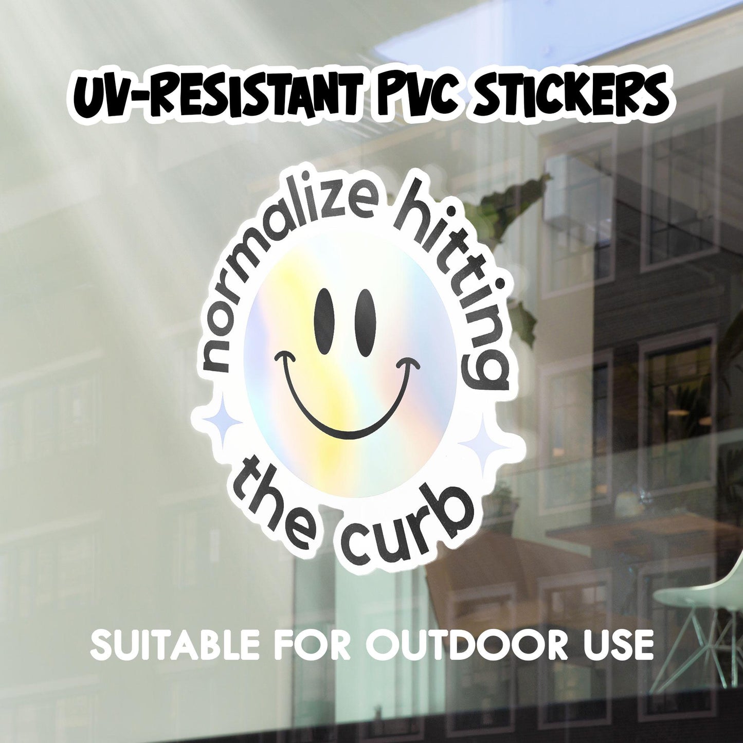 Normalize Hitting The Curb Sticker: Funny Meme Waterproof Vinyl Decal