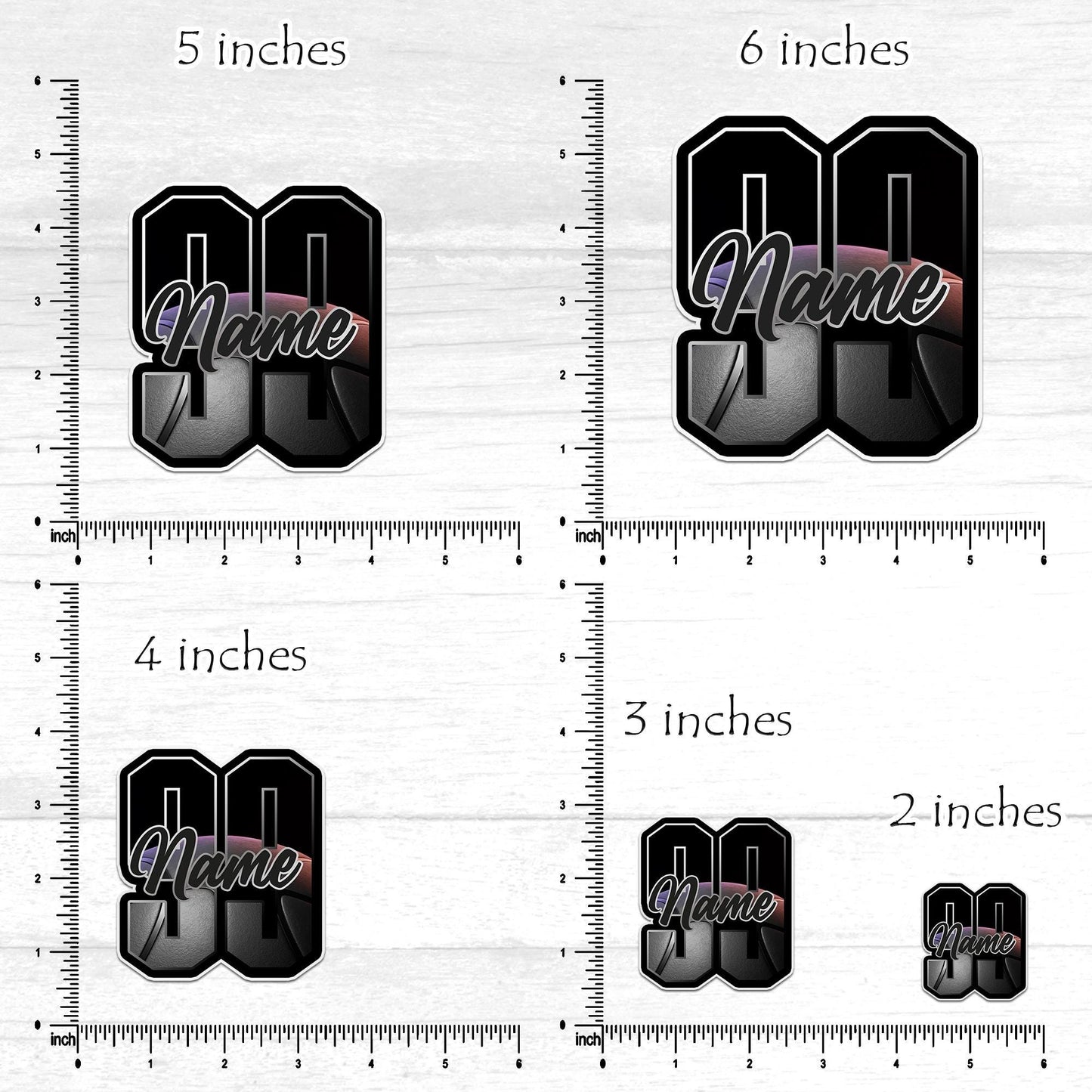 Custom Basketball Name & Number Sticker: Waterproof Vinyl Decal