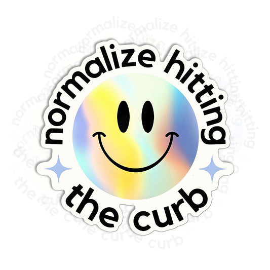 Normalize Hitting The Curb Sticker: Funny Meme Waterproof Vinyl Decal