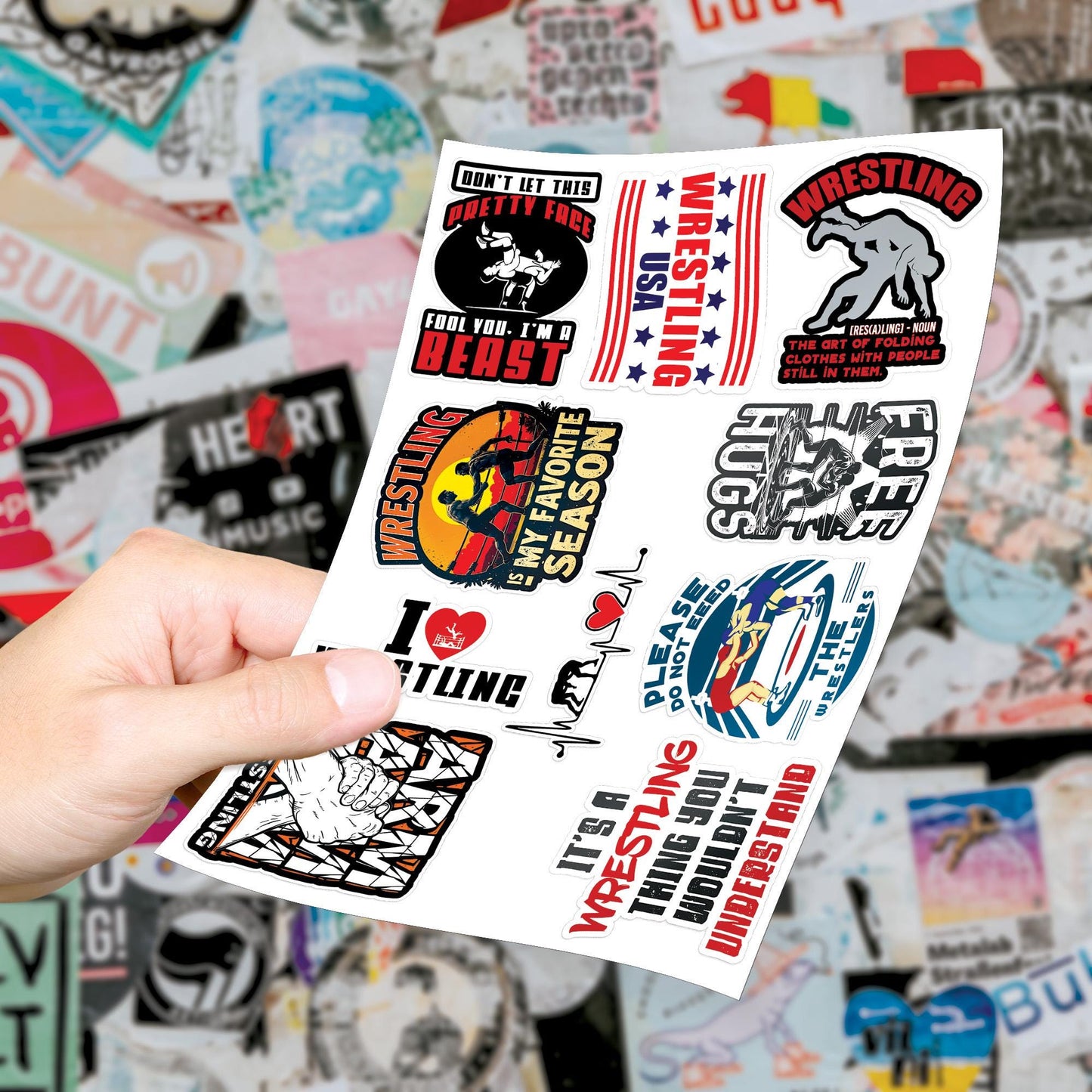 Wrestling Stickers: MMA Legends, Skills Decals - 10 Pcs