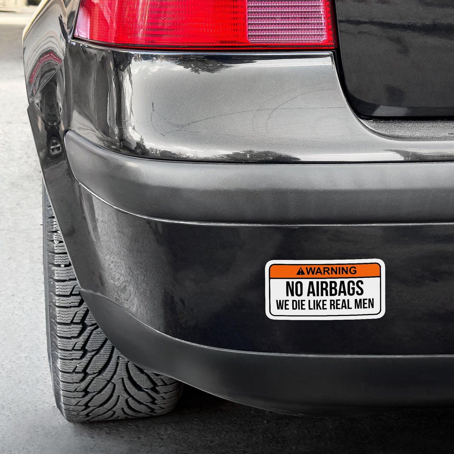 Funny Bumper Sticker 'No Airbags We Die Like Real Men' - Waterproof Vinyl Decal for Car Truck Van, Bumper Sticker