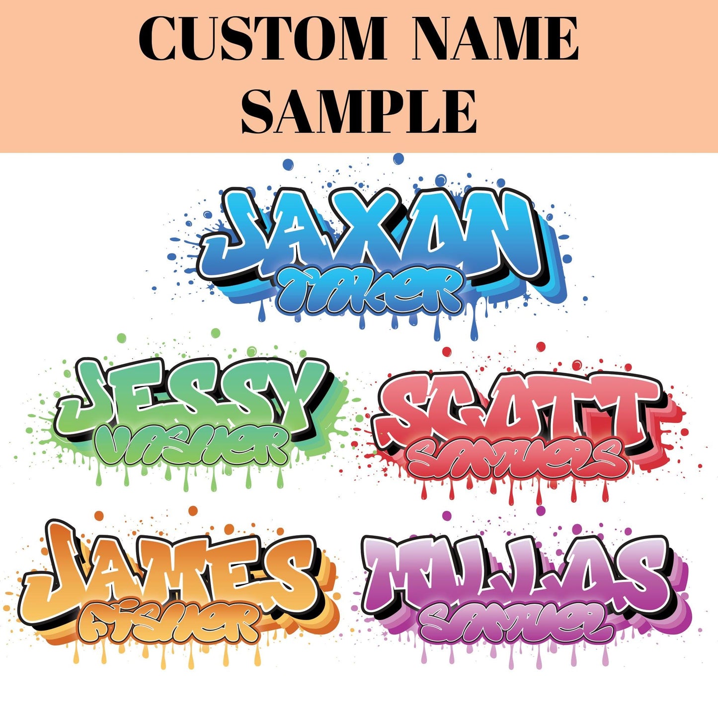 Custom Name Sticker Waterproof: Personalized Graffiti Style Vinyl Decals, Die-Cut Name Labels for Water Bottles, Laptops, Lunchbox