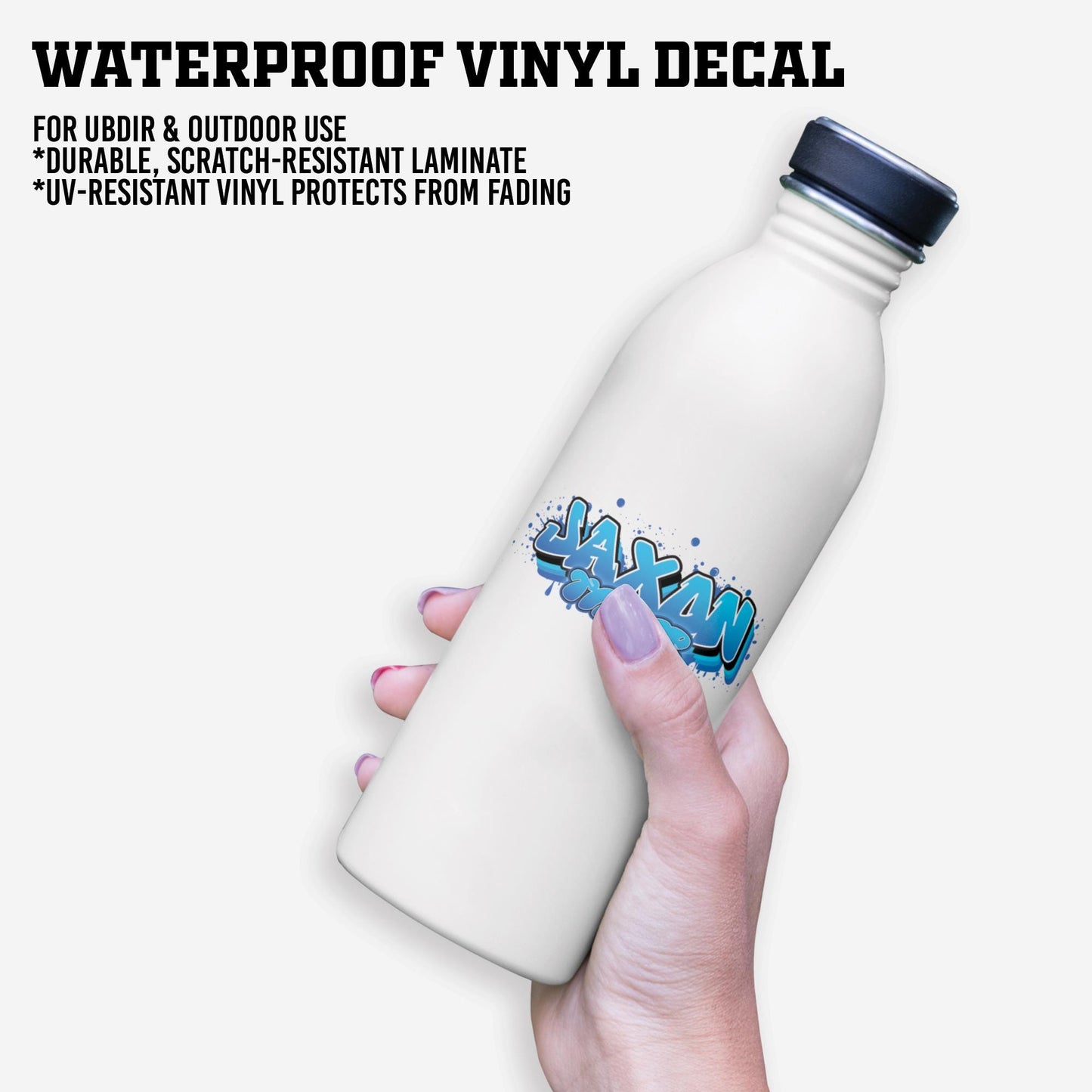 Custom Name Sticker Waterproof: Personalized Graffiti Style Vinyl Decals, Die-Cut Name Labels for Water Bottles, Laptops, Lunchbox