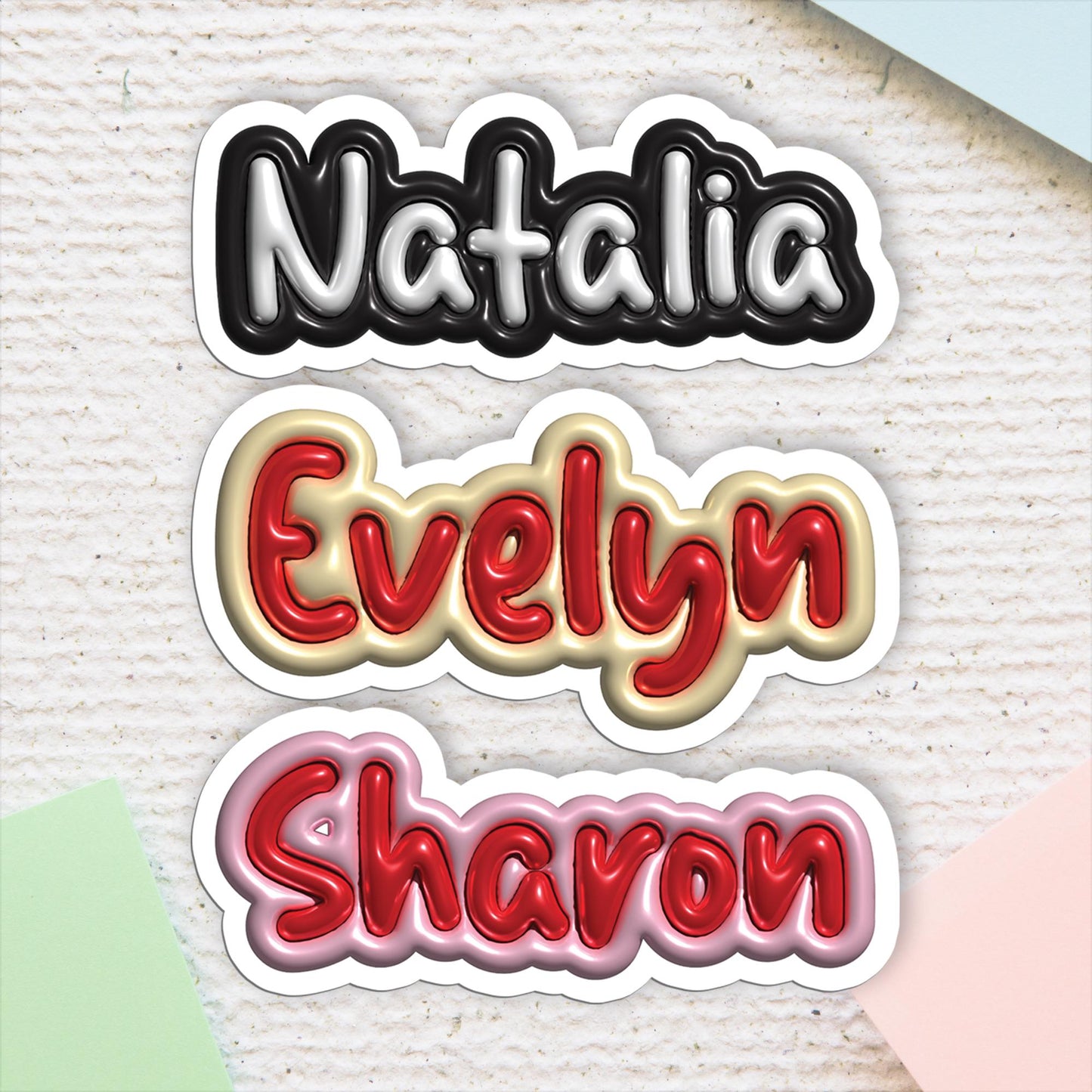 Personalized Waterproof Name Sticker: 3D Style, Hand Lettered Vinyl Decal