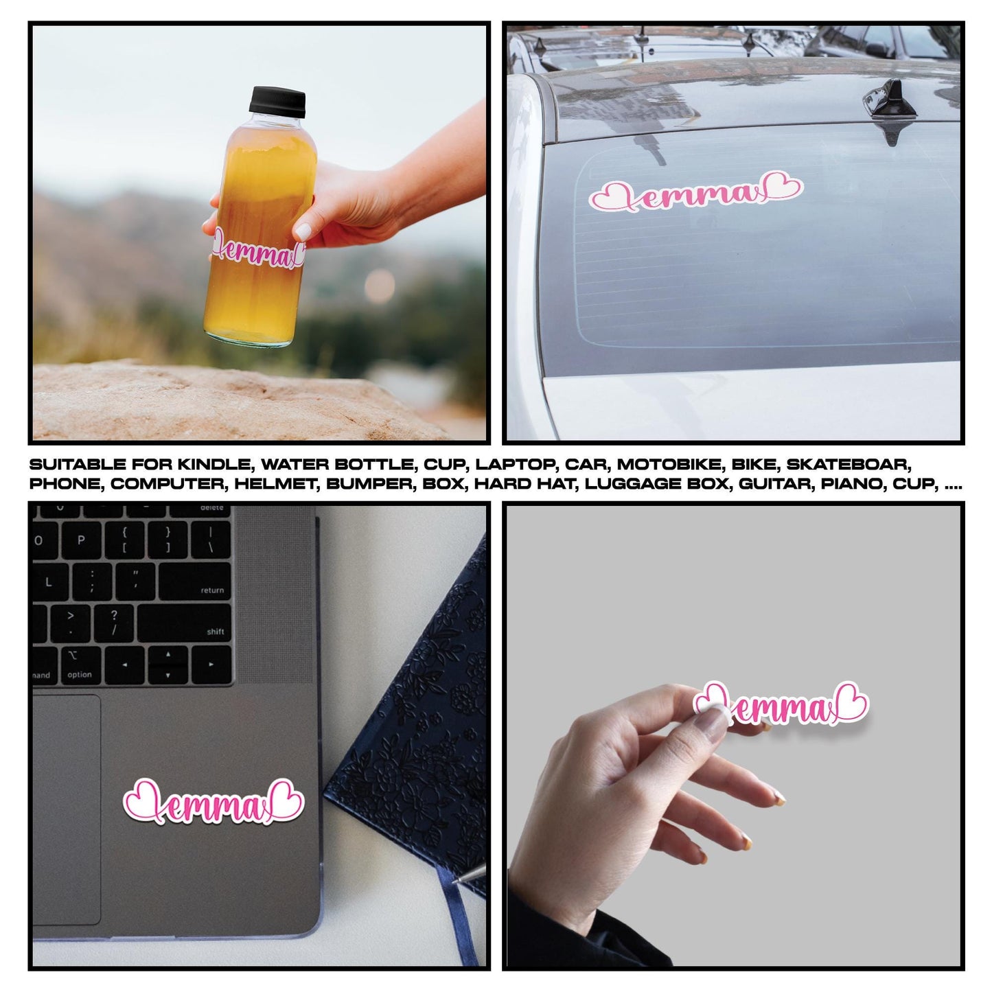 Personalized Name Sticker: Waterproof Vinyl Decal for Water Bottles, Laptops