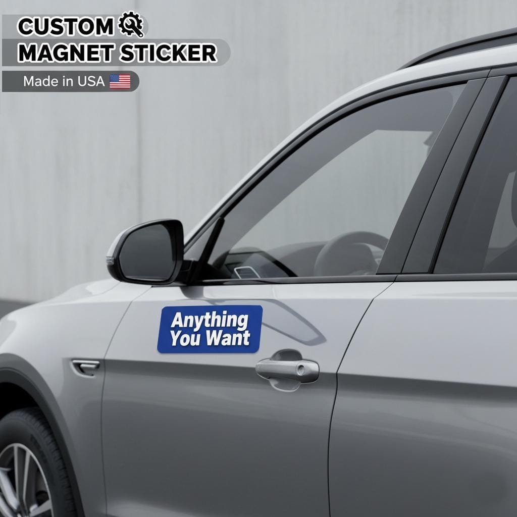 Custom Car Magnet Sticker: Weatherproof Magnet Decal for Car, Truck Van Bumper, Made in USA