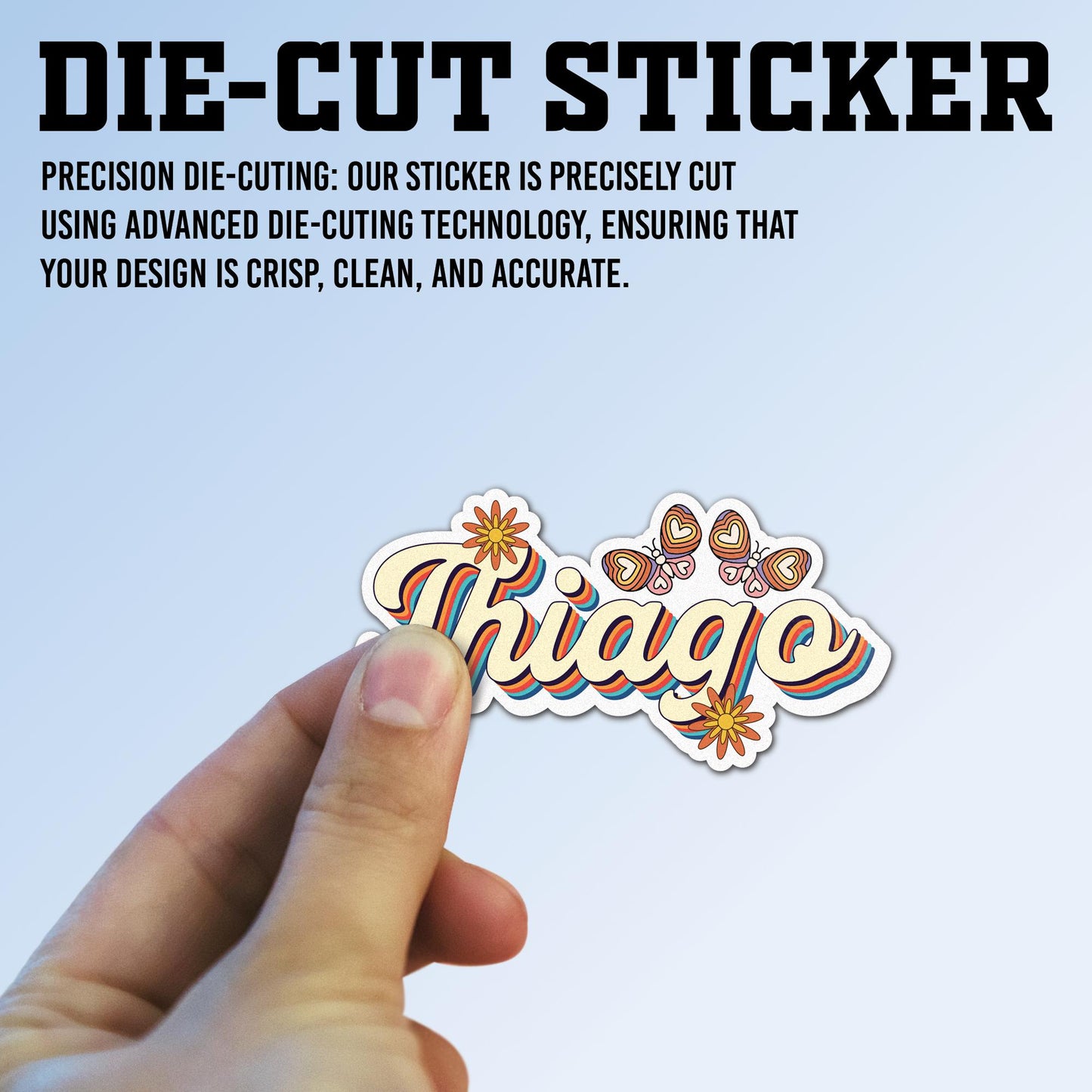 Custom Retro Name Sticker: Custom Groovy Daisy Decal, Waterproof Vinyl Decal for Water Bottles, Laptop, Daycare labels