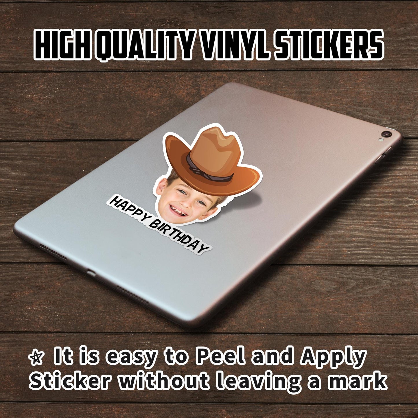 Personalized Cowboy Photo Stickers: Custom Party Favors