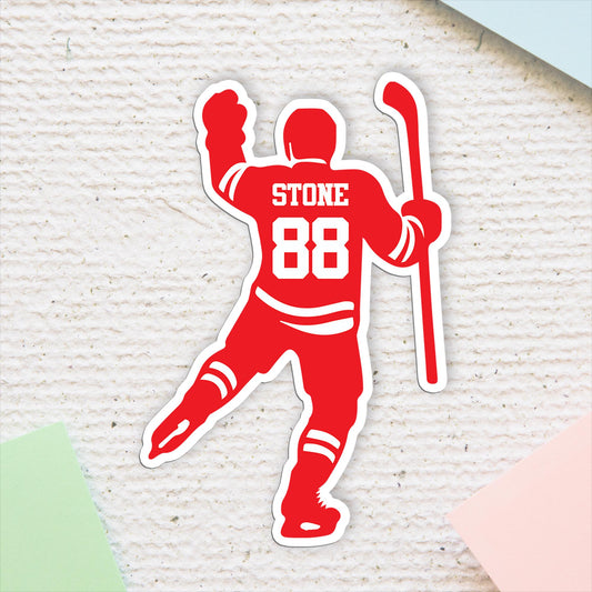 Custom Hockey Player Decal: Personalized Celebration Sticker