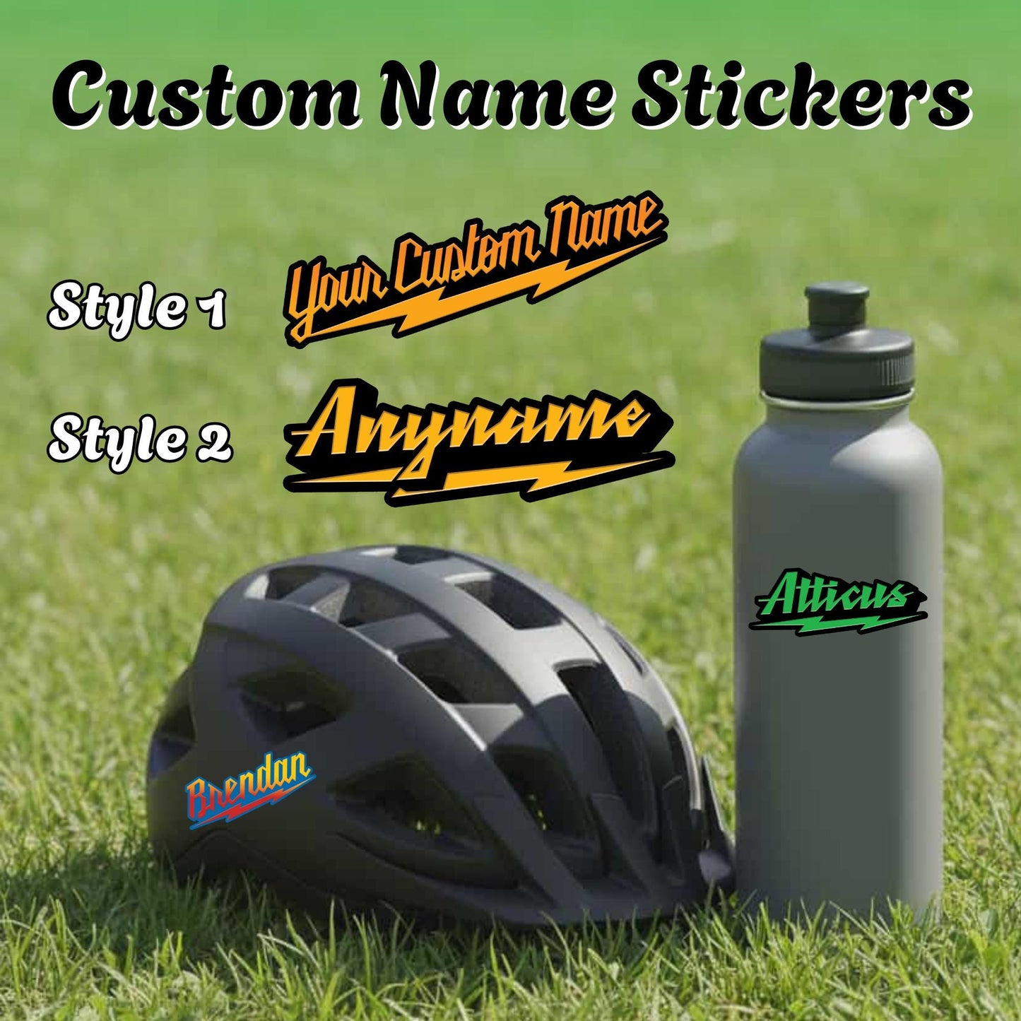 Custom Name Sticker: Thunder Style, Waterproof Decal