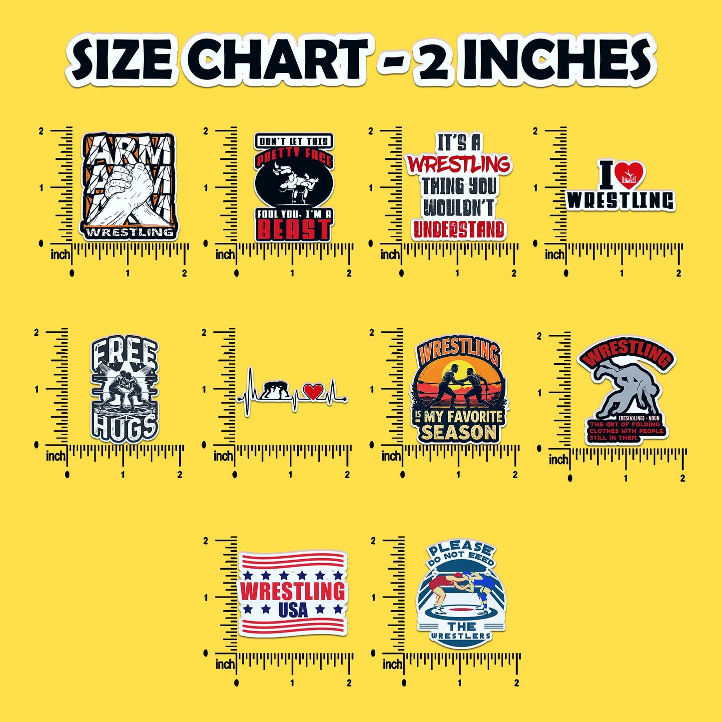 Wrestling Stickers: MMA Legends, Skills Decals - 10 Pcs