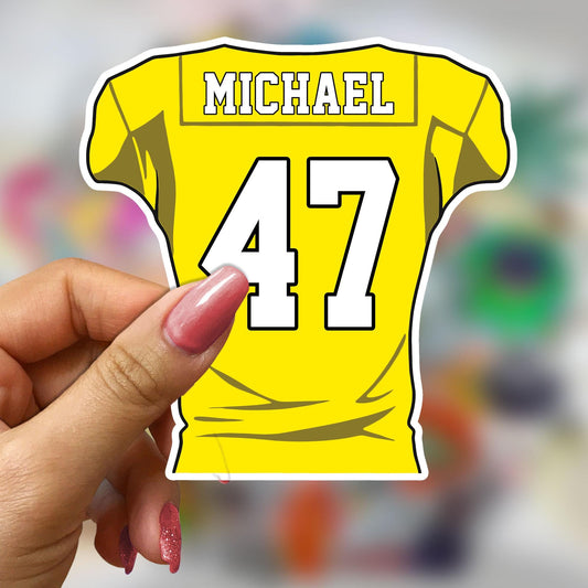Custom Football Name and Number Sticker: Waterproof Vinyl Decal for Water Bottles, Football Helmet