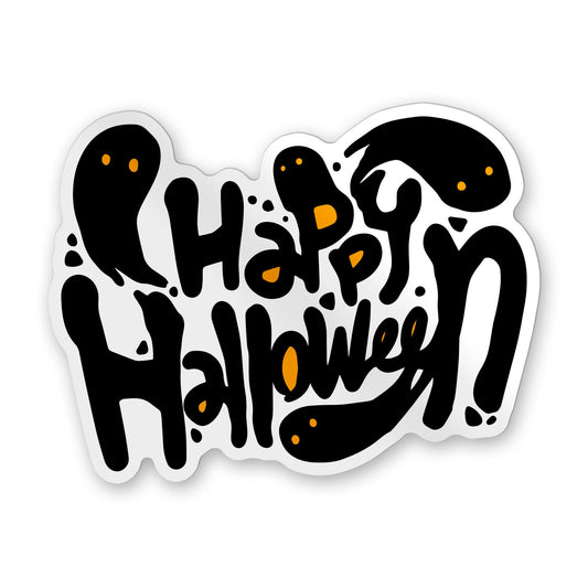 Happy Halloween Ghost Vinyl Sticker: Laptop, Guitar, Skateboard