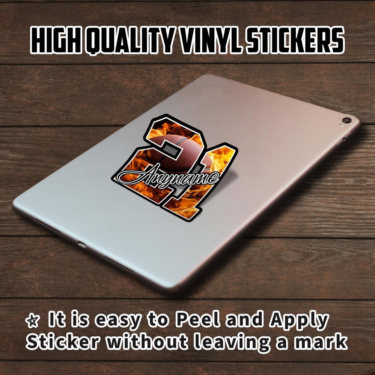 Custom Basketball Name & Number Sticker: Waterproof Vinyl Decal
