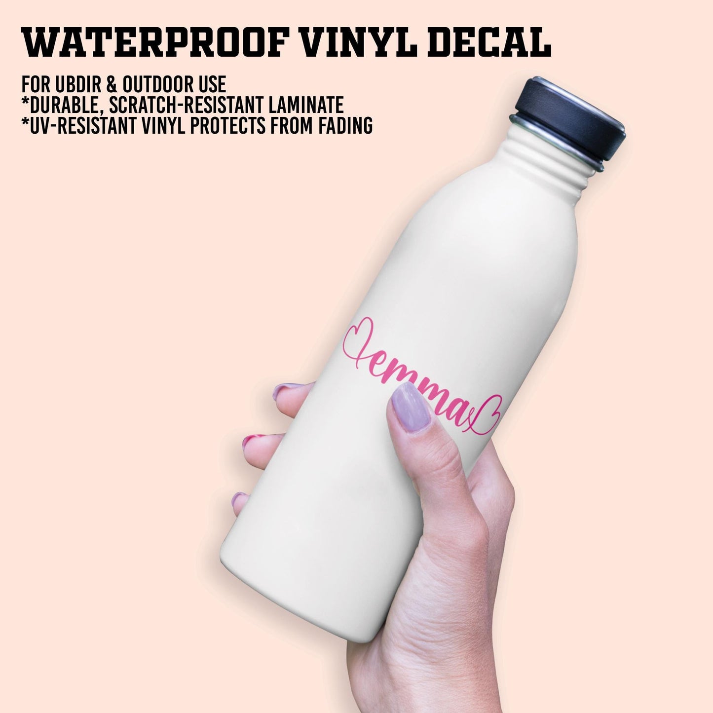 Personalized Name Sticker: Waterproof Vinyl Decal for Water Bottles, Laptops