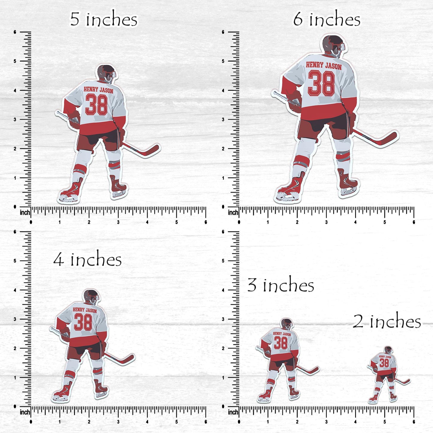Personalized Hockey Jersey Vinyl Decal: Custom Name & Number, Waterproof Sticker