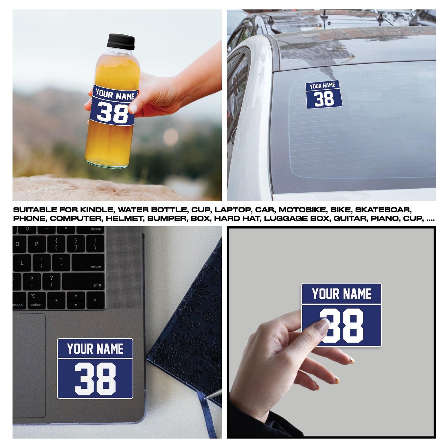 Custom Name Stickers for Team, Personalized Name and Number Vinyl Decals for Water Bottles, Laptops, Helmet, Baseball, Softball, Coach Gifts